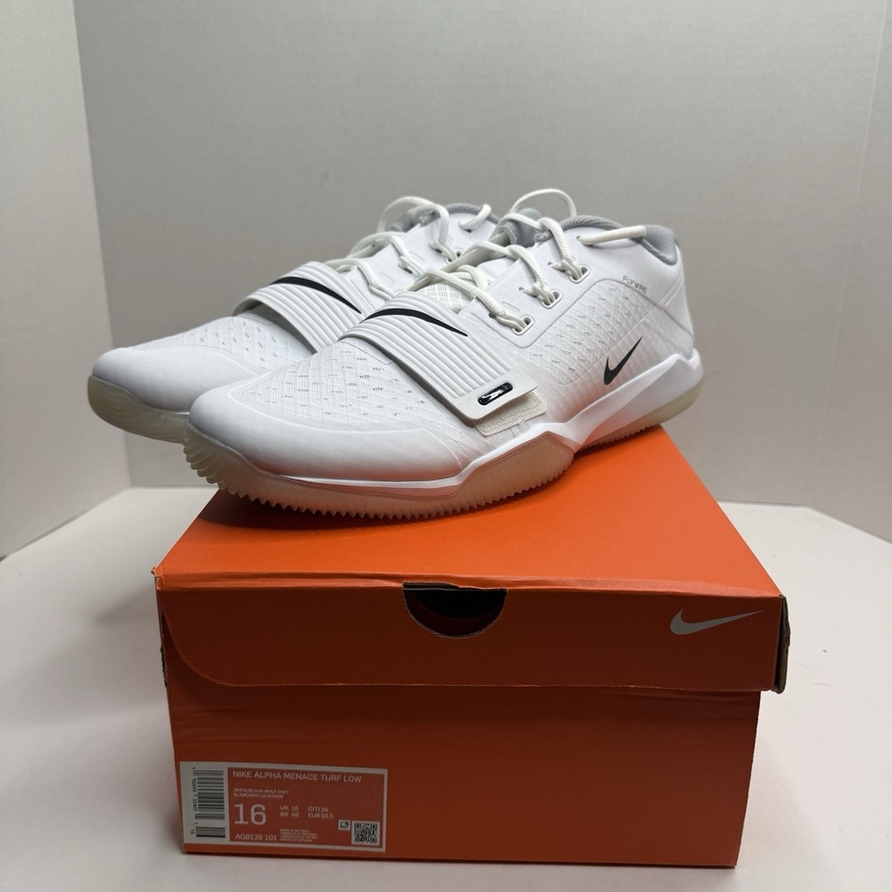 Nike Alpha Menace Turf Low AQ8129-101 White Black Men’s Size 16 Football Shoes